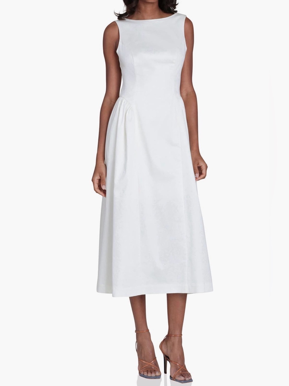 NWT Avec Les Filles off White Boatneck Sleeveless Midi Dress 4
